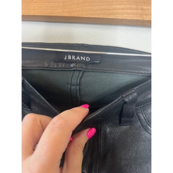 NEW J Brand Coated Super Skinny Ankle Zip Closure Leather Jeans Black Size: 26 - Picture 4 of 8
